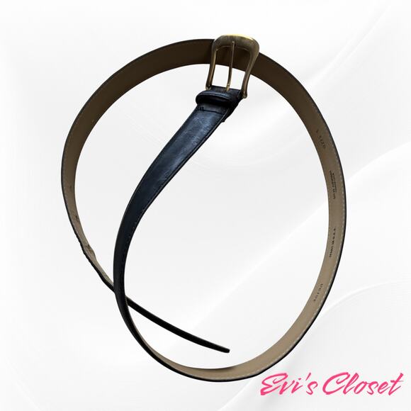 Black Belt Gold Buckle Split Cow Hide Bonded Lined Sz 36 - Picture 3 of 8